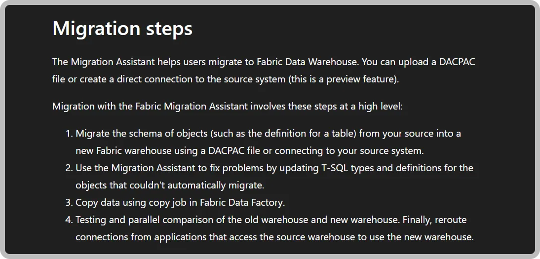 Migration steps