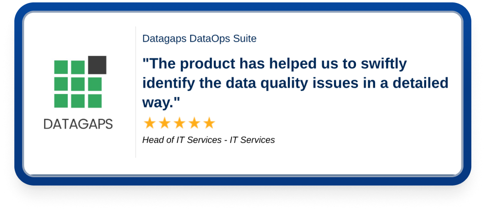 Datagaps customer testimonial about quickly identifying detailed data quality issues