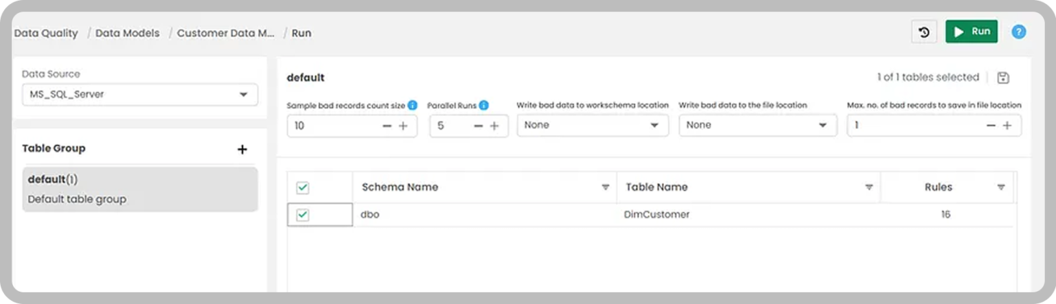 Configure execution settings and where bad records should be stored.