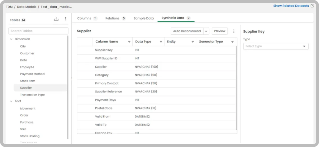 Data Type in Synthetic data