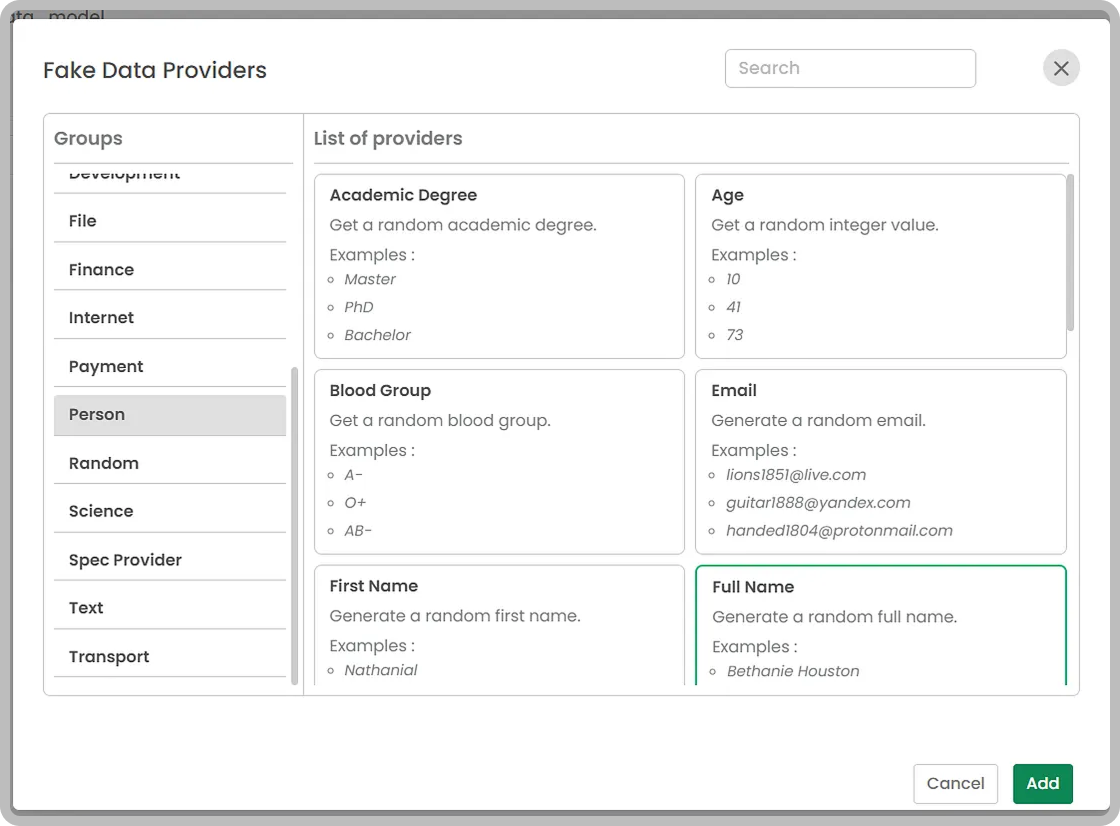 Fake Data providers